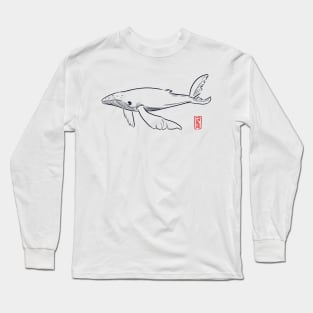 Watercolour Whale (lineart) Long Sleeve T-Shirt